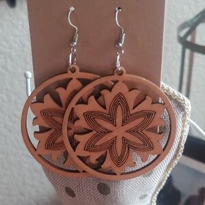 Elegant Brown Wooden Earrings